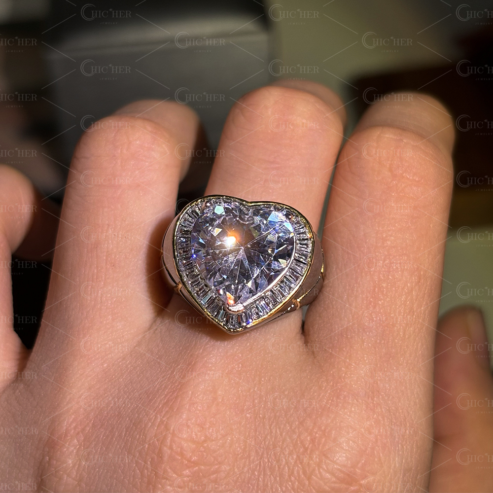 5ct Heart Cut White Sapphire Engagement Ring