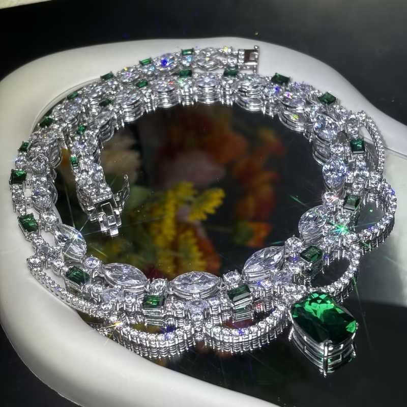 Original Design - Fashion Emerald & White Sapphire Necklace