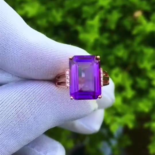 6ct Emerald Cut Amethyst Sapphire Engagement Ring
