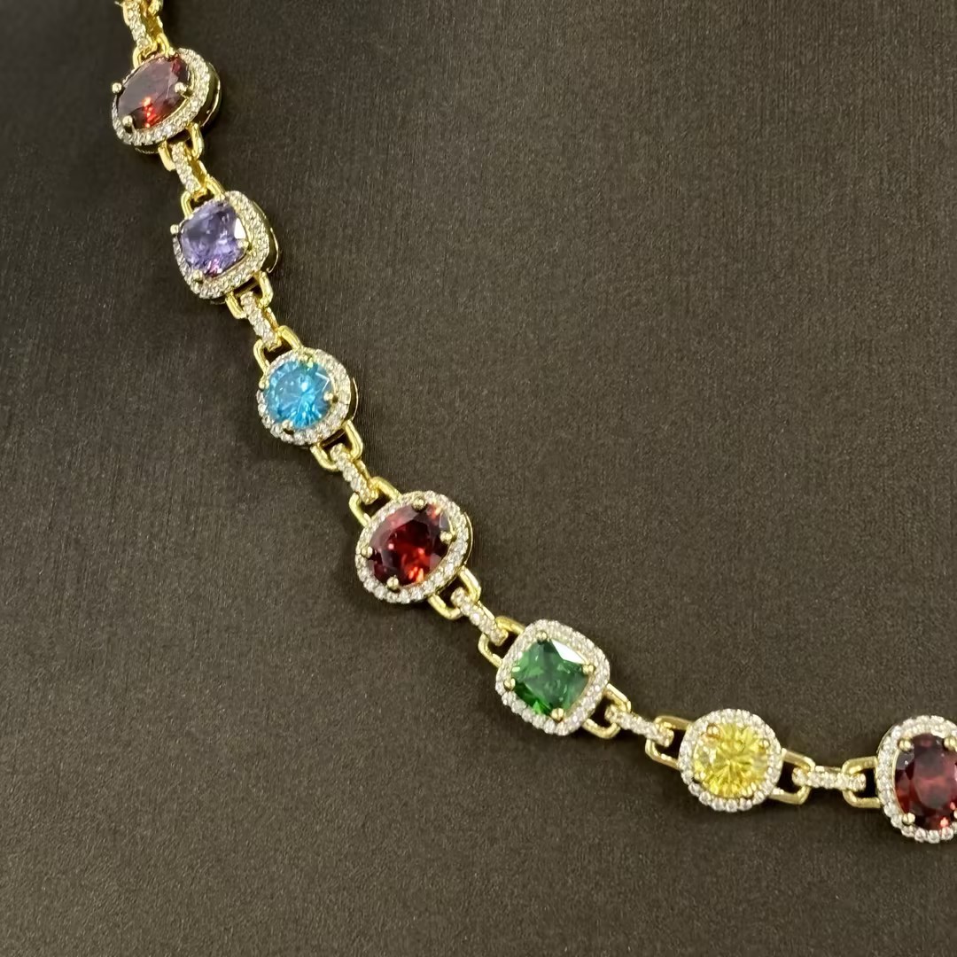 Fashion Multi-cut Rainbow Necklace for Men in Gold