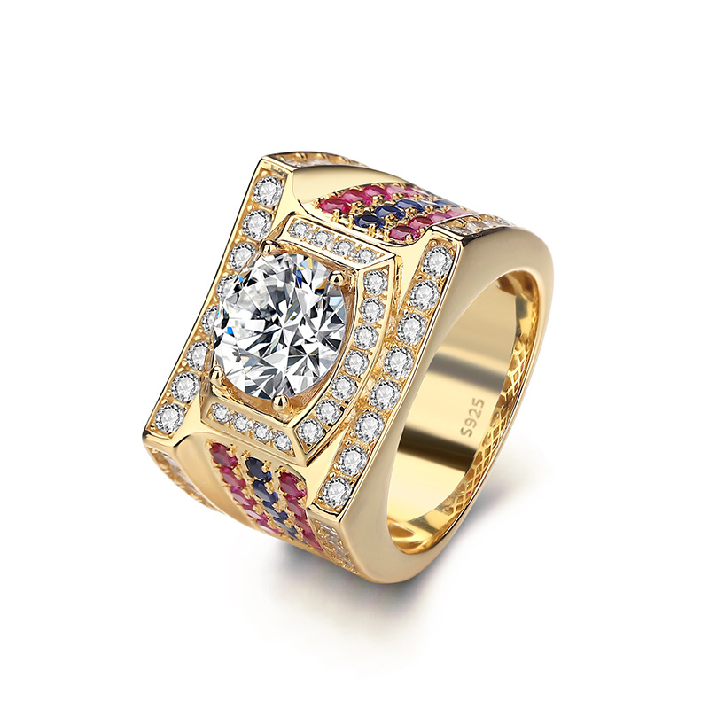 3ct Round Cut White Sapphire  Men's Engagement Ring