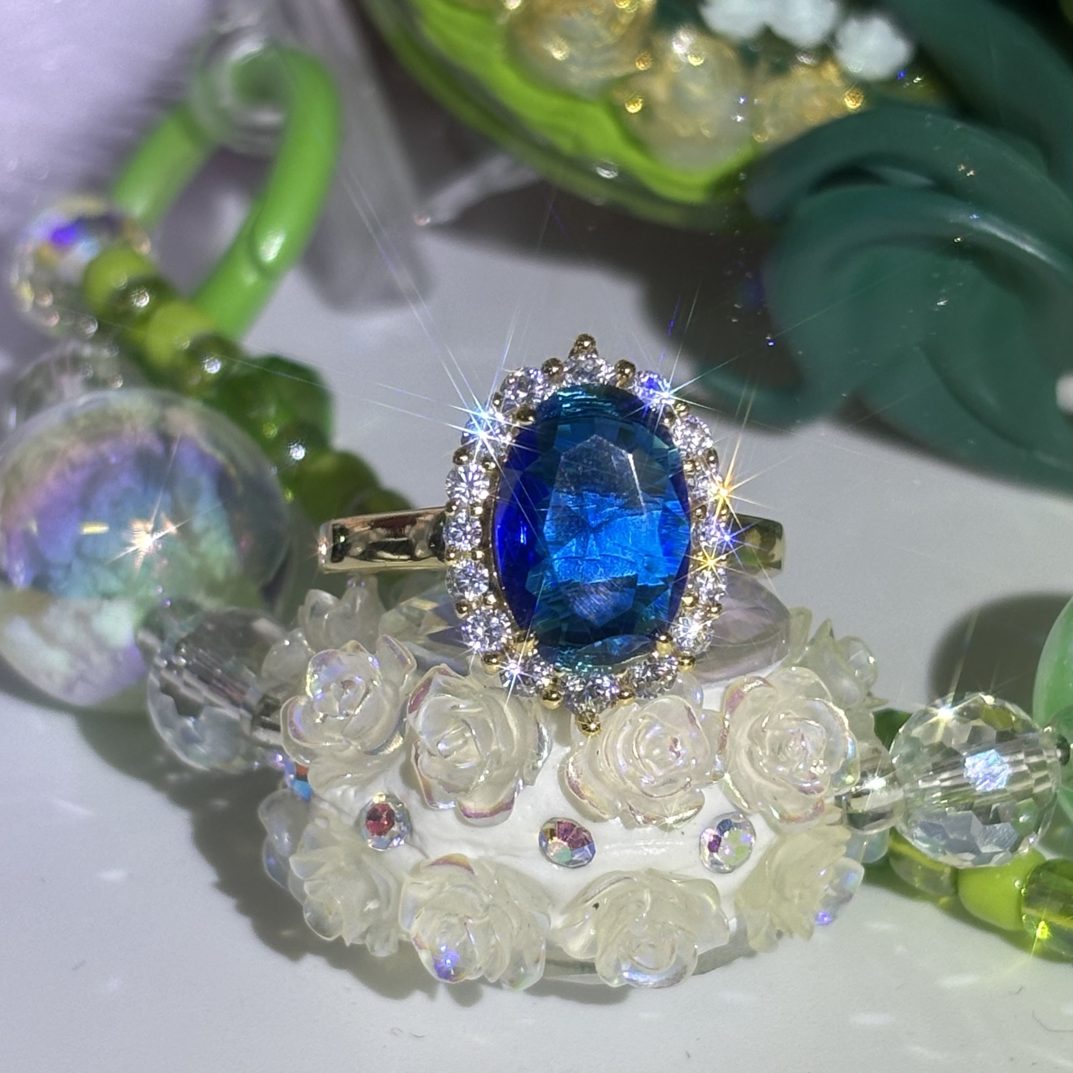 Halo 4ct Oval Cut Blue Sapphire Engagement Ring