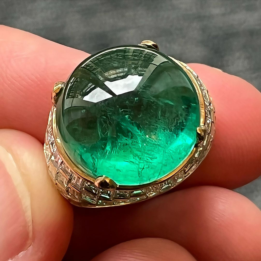 9.55ct Round Cut Emerald Sapphire Cocktail Ring