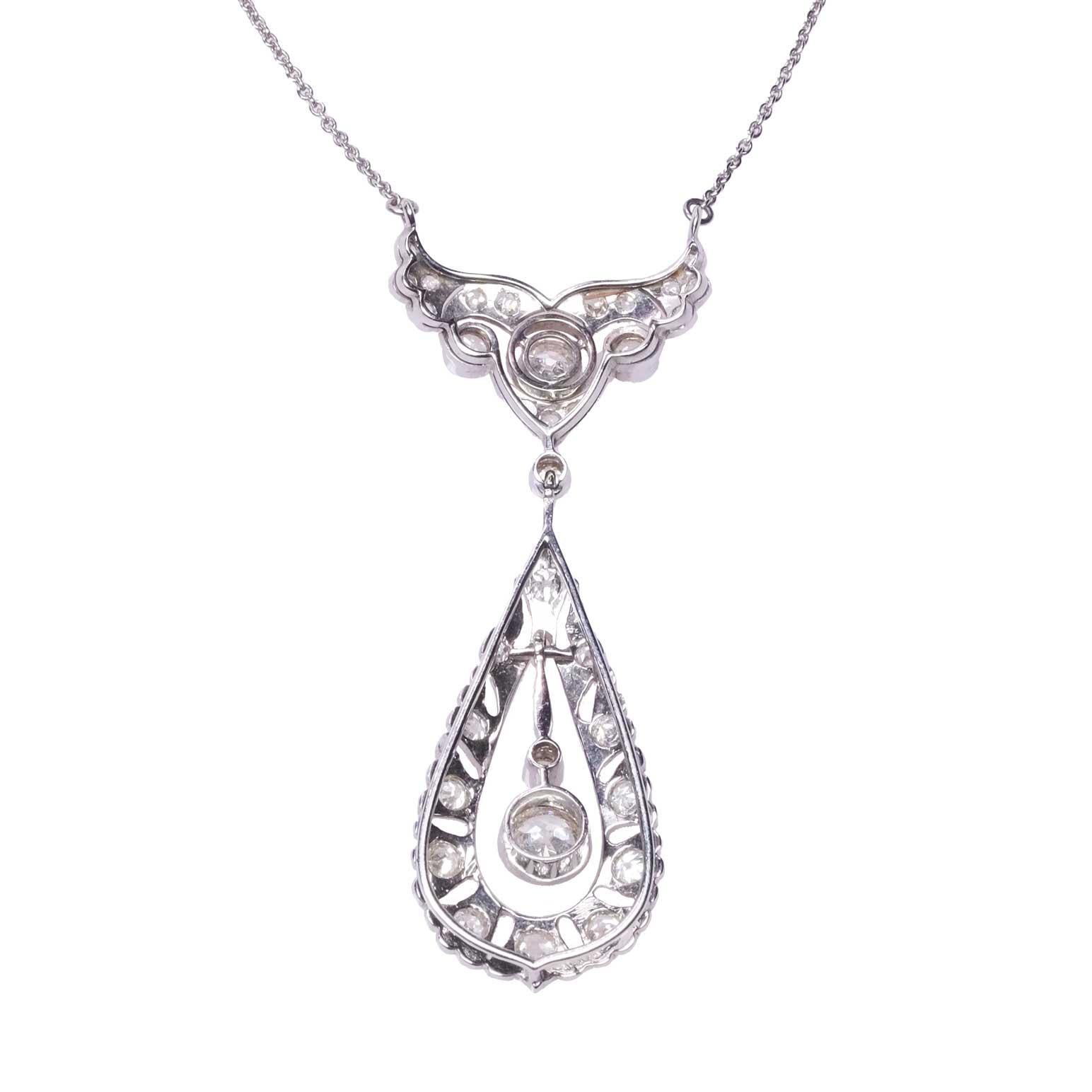 Art Deco Round Cut Diamond Pendant Necklace