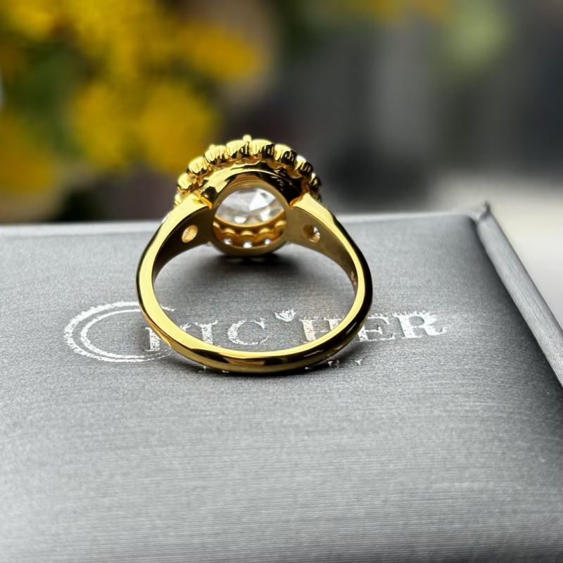 Art 3ct Round Rose Cut White Sapphire Engagement Ring