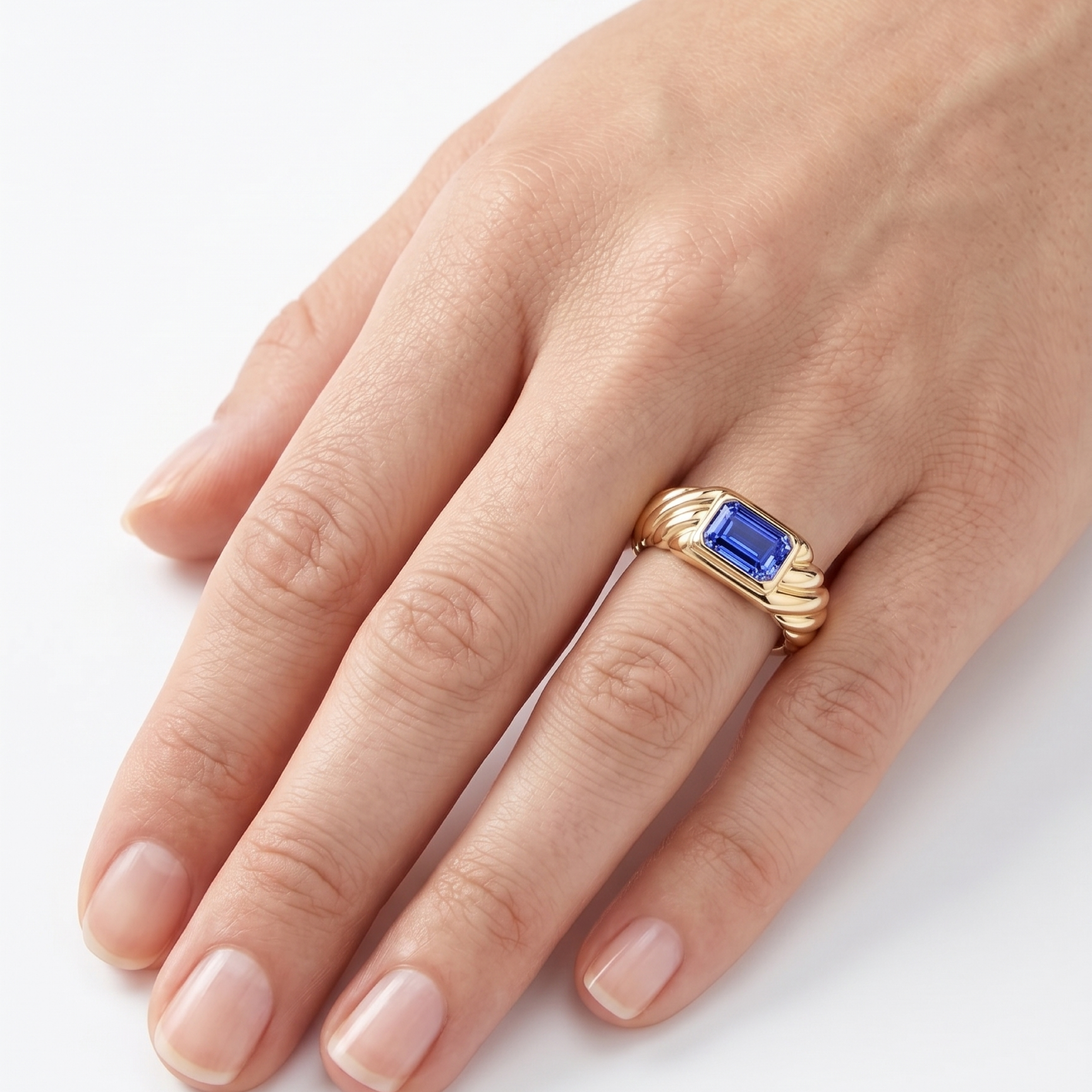 Original Design - 3ct Emerald Cut Blue Sapphire Engagement Ring