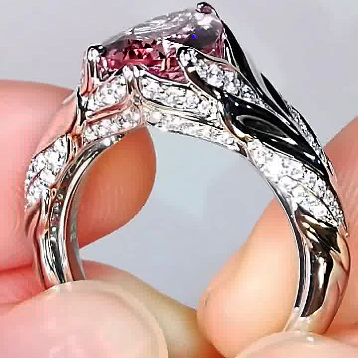 7ct Pear Cut Pink Sapphire Engagement Ring