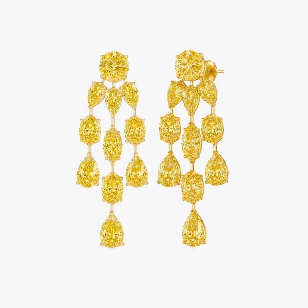Pear Cut Yellow Sapphire Drop Earrings