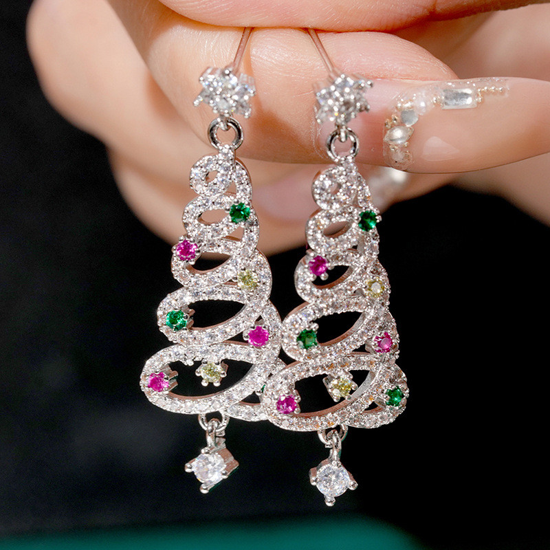 Colorful Christmas Tree Drop Earrings