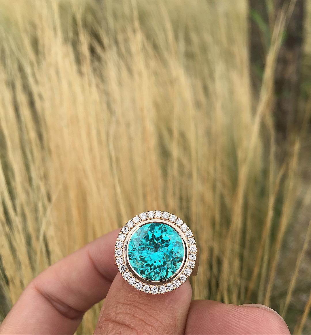 5ct Round Cut Aquamarine Engagement Ring