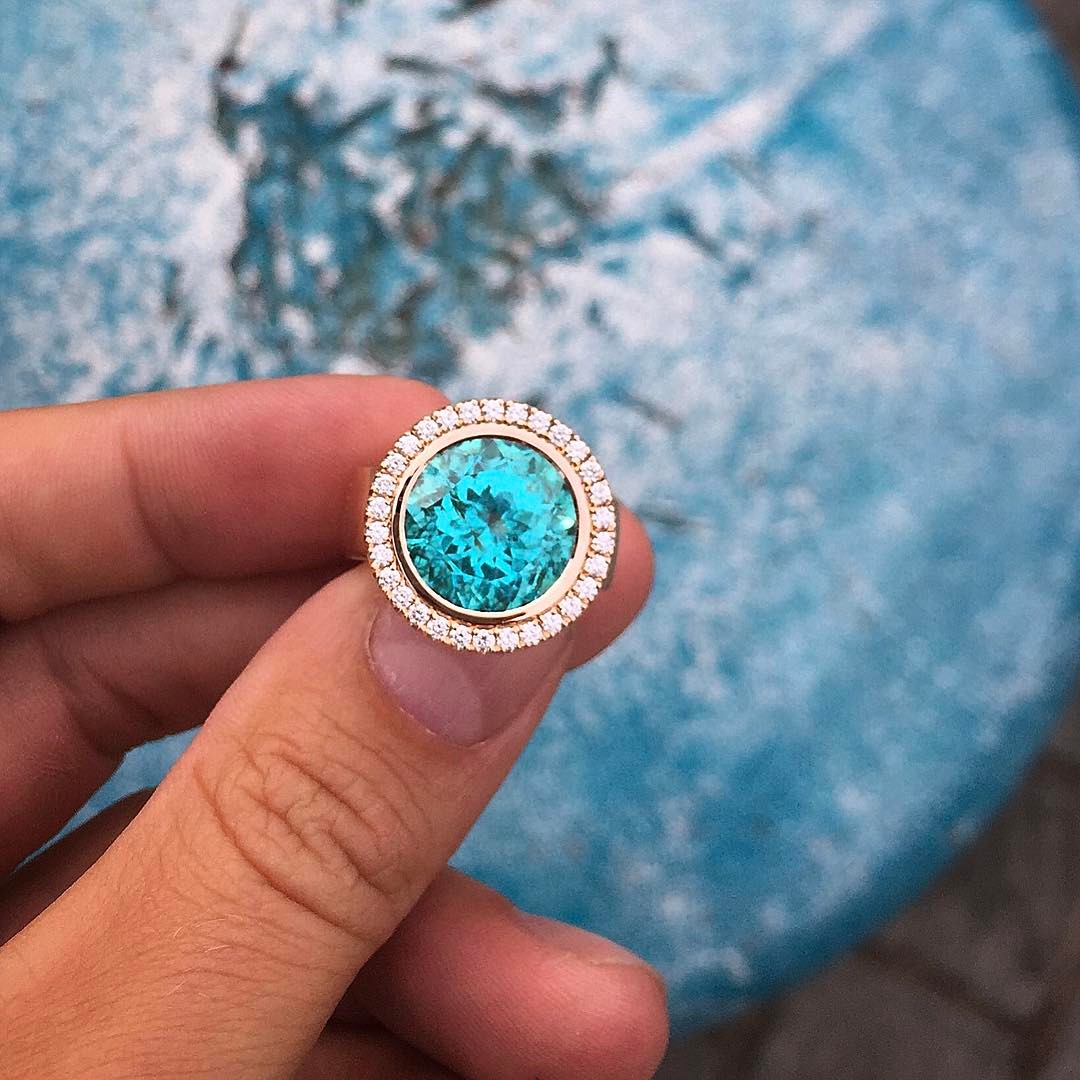 5ct Round Cut Aquamarine Engagement Ring