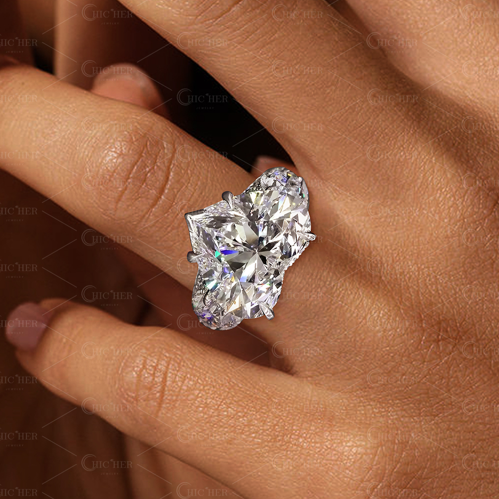 10ct Three-stone Love Heart White Sapphire Engagement Ring