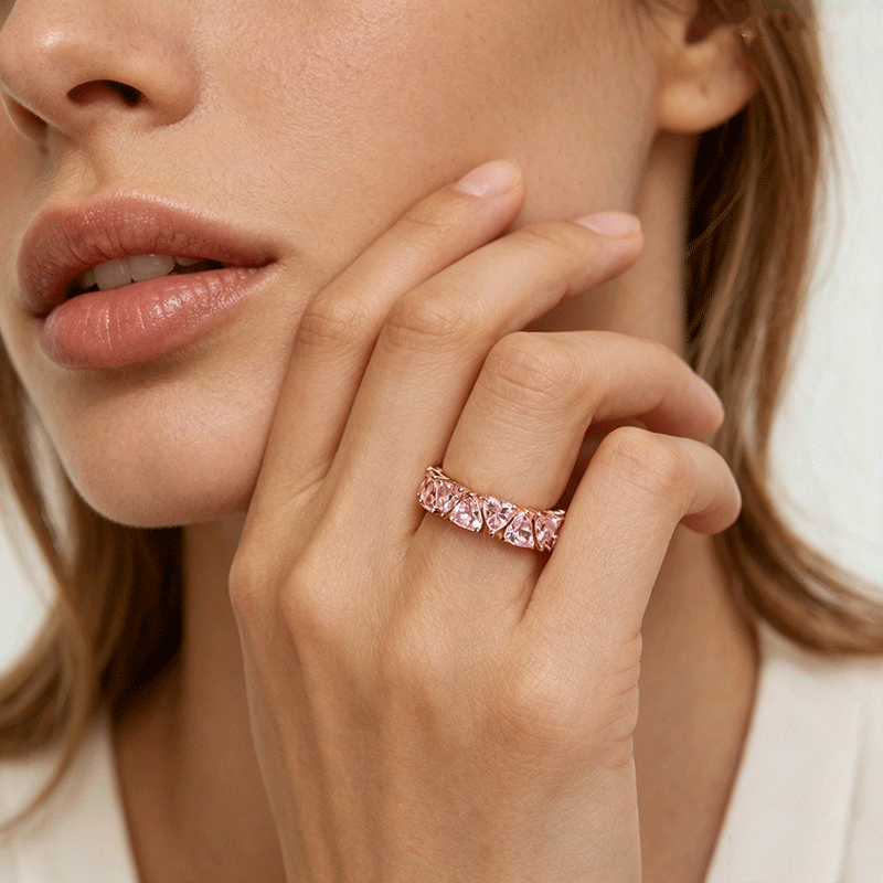 5.75ct Love Heart Cut Light Pink Sapphire Eternity Band