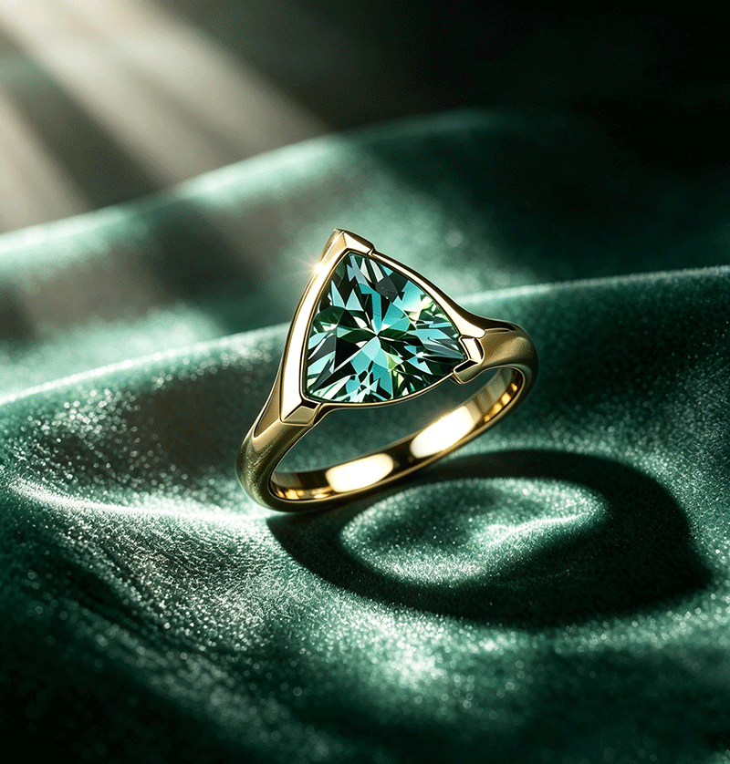 4ct Triangular Cut Paráiba Blue Sapphire Solitaire Ring