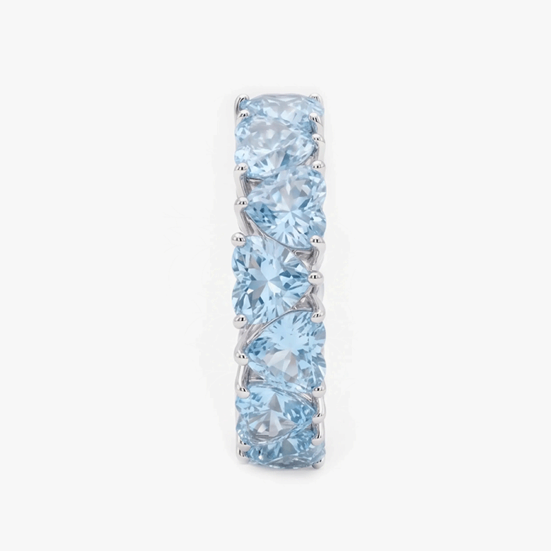 Love Heart Cut Aquamarine Sapphire Eternity Band (2 Color Options)