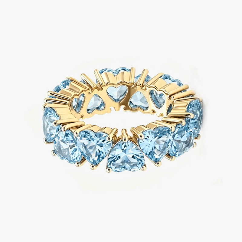 Love Heart Cut Aquamarine Sapphire Eternity Band (2 Color Options)