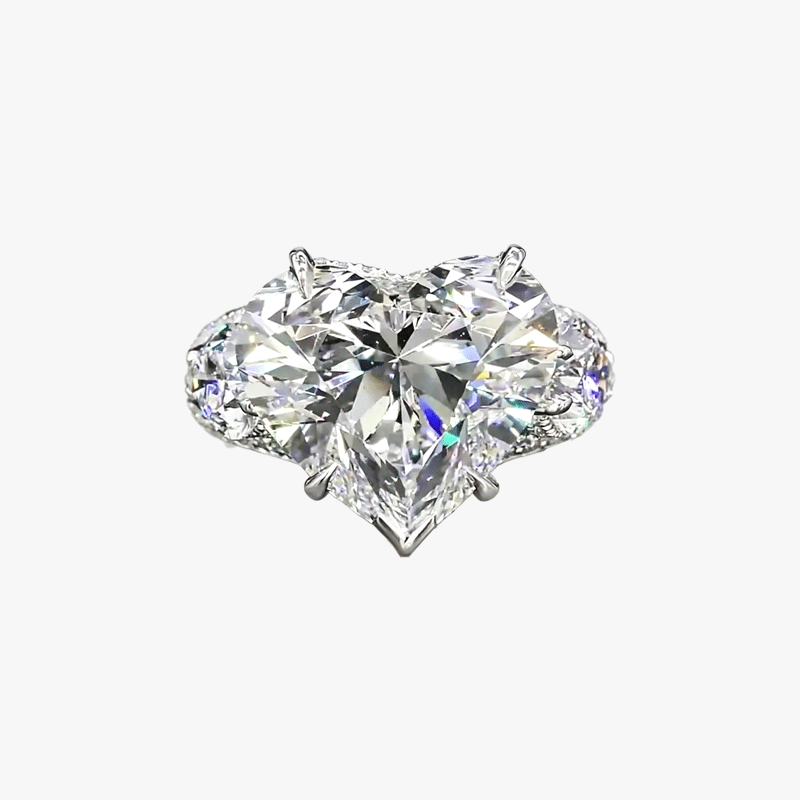 10ct Three-stone Love Heart White Sapphire Engagement Ring