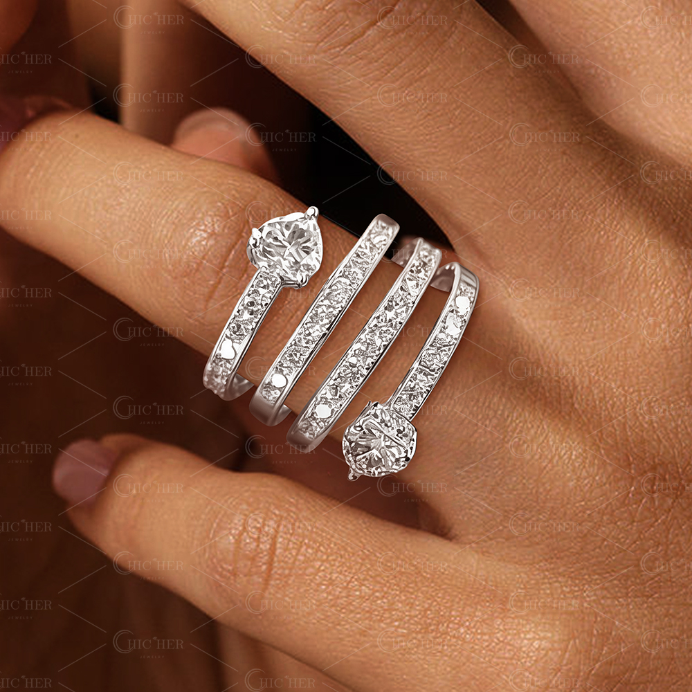 4.35ct Multi Row Spiral Sapphire Engagement Ring