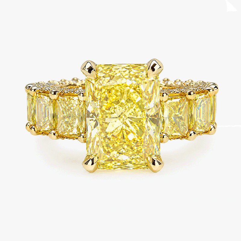 12ct Men's Gold Radiant Cut Yellow Sapphire Engagement Ring