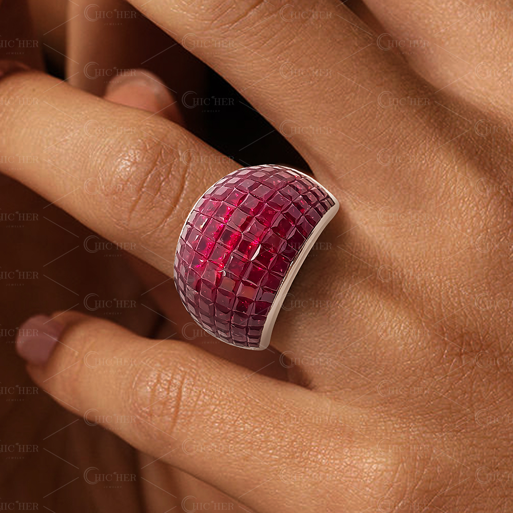 8.35ct Princess Cut Ruby Sapphire Cocktail Ring