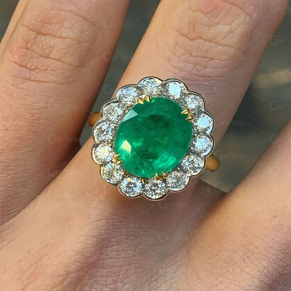 7ct Oval Cut Emerald Green Sapphire Wedding Ring