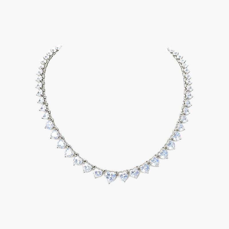 Love Heart White Sapphire Necklace Choker