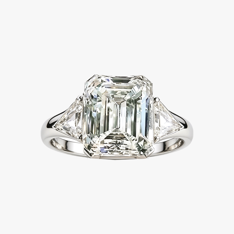 7ct Emerald Cut White Sapphire Engagement Ring