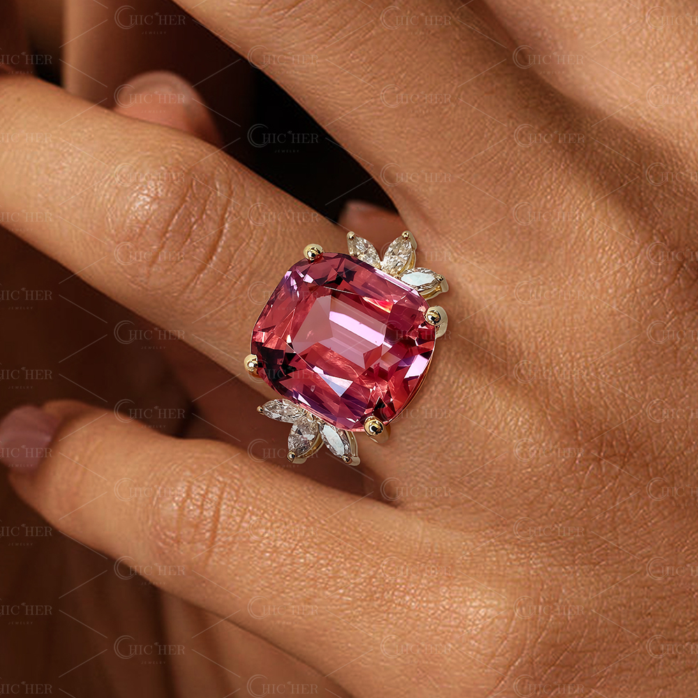 8ct Cushion Cut Pink Sapphire Engagement Ring