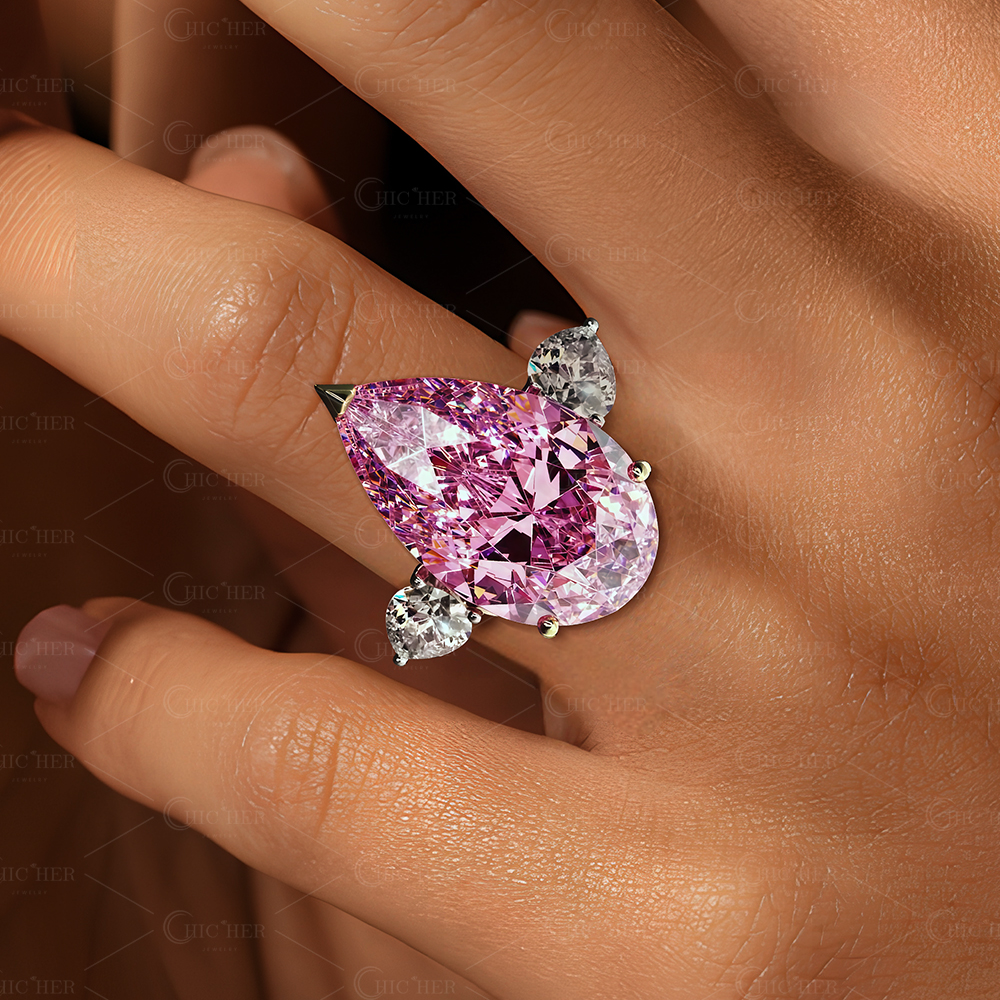 5ct Pear Cut Pink Sapphire Engagement Ring