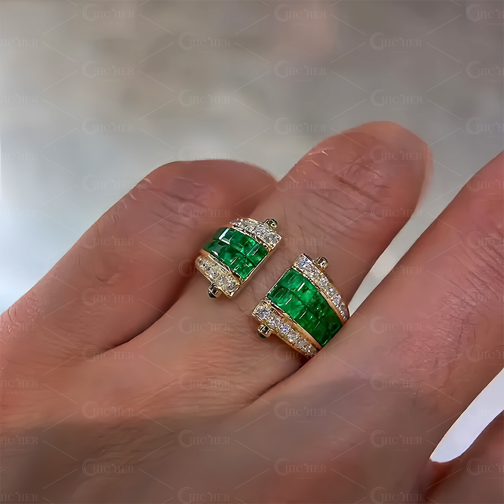 6ct Emerald Cut Emerald Sapphire Eternity Ring