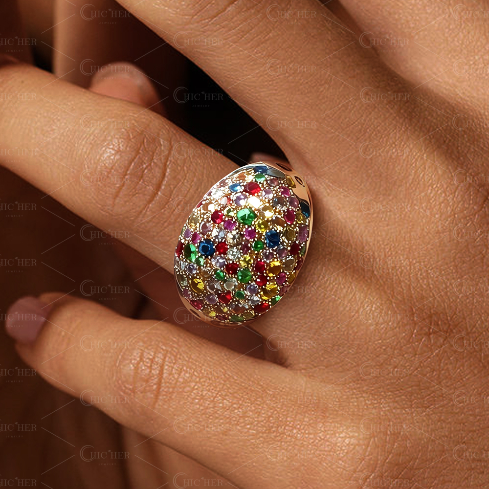 5.75ct Rainbow Sapphire Cocktail Eternity Ring