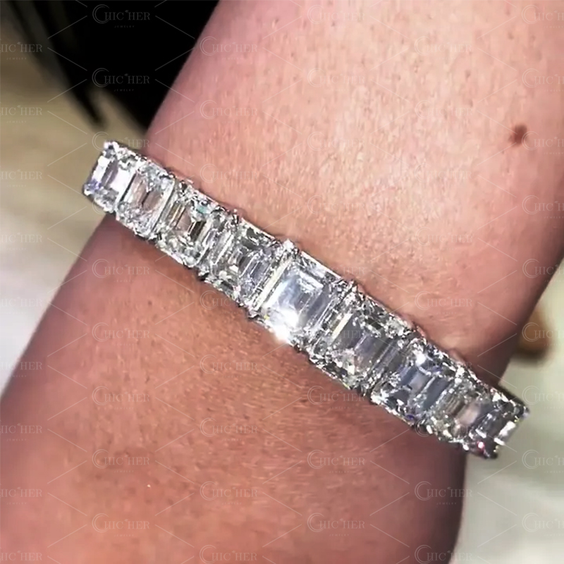 Emerald Cut White Sapphire Tennis Bracelet