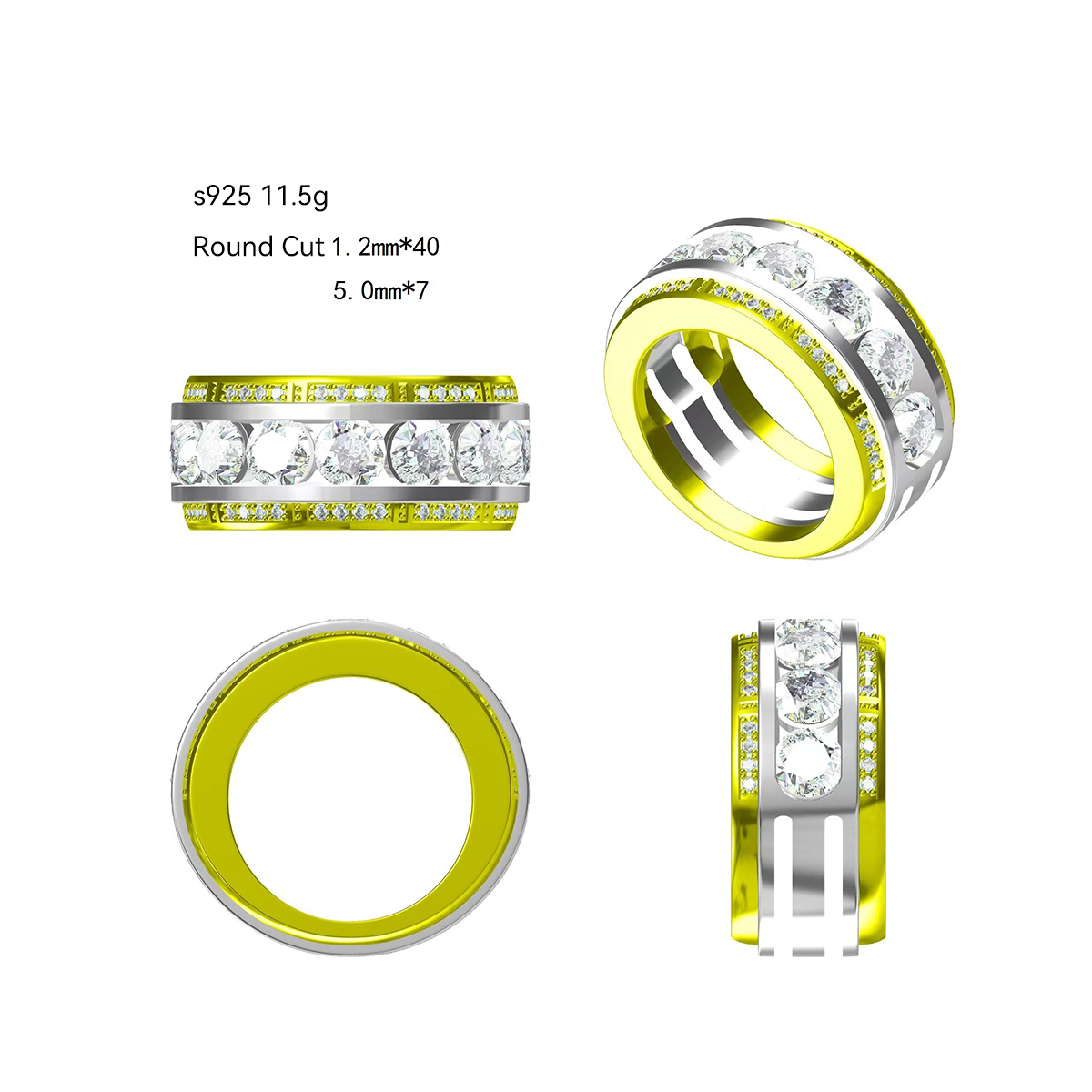 3.5ct Round Cut White Sapphire Men's Eternity Ring