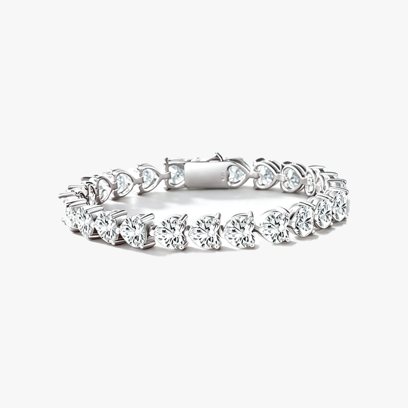 Heart Cut White Sapphire Tennis Chain Bracelet 
