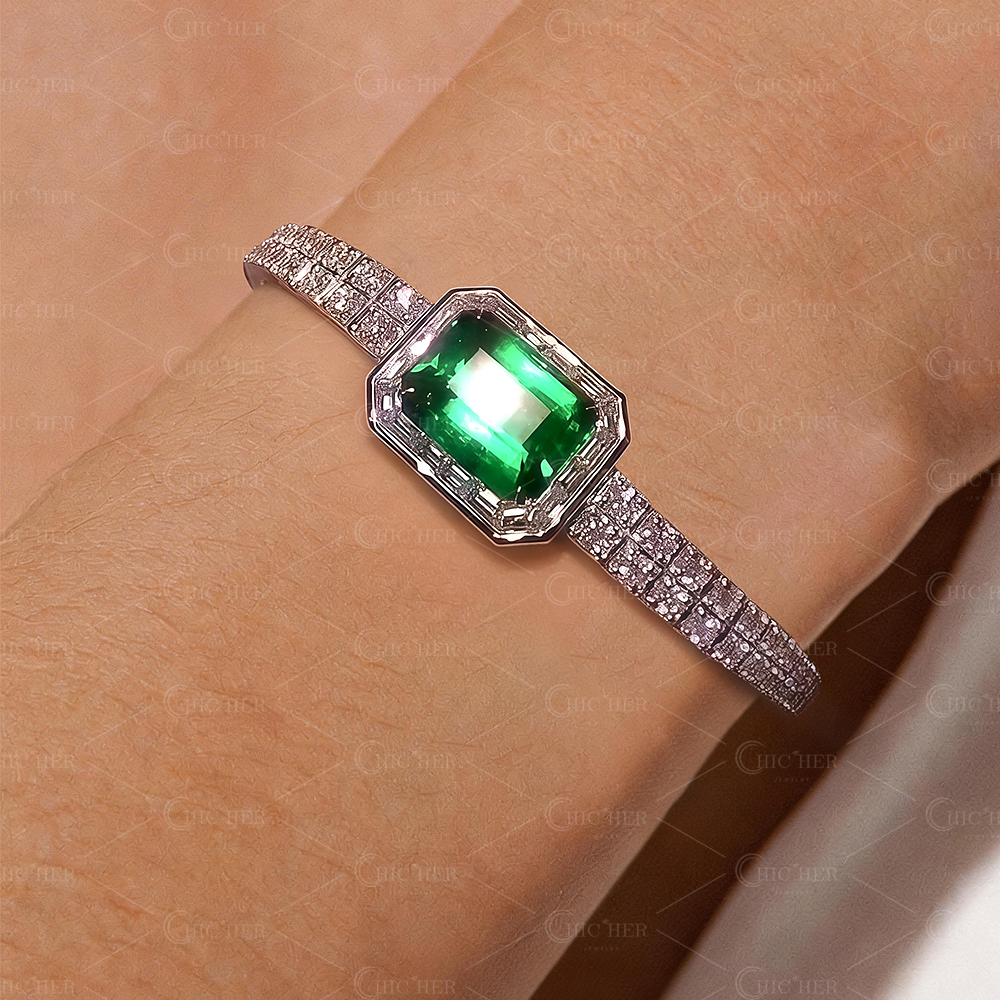 Emerald Cut Emerald Sapphire Bracelet