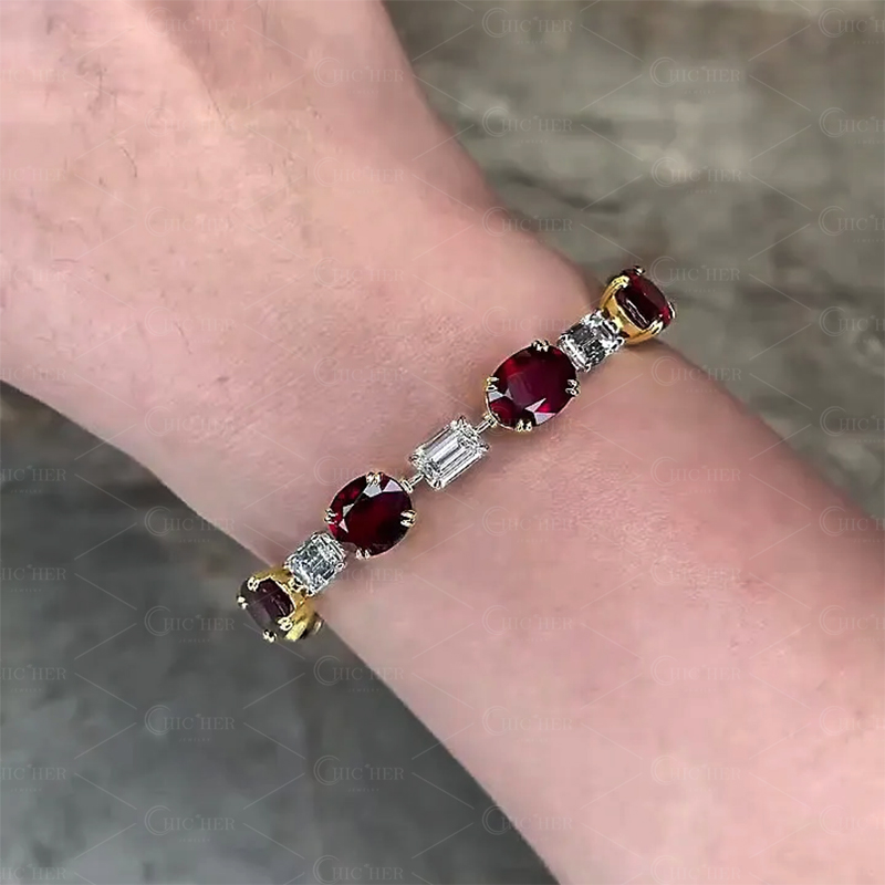 Oval Cut Garnet Sapphire Bracelet