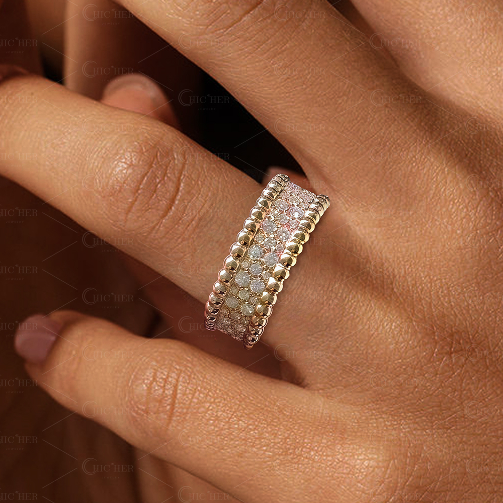 3.25ct Triple-row Eternity Round Cut Lab-created White Sapphire Ring