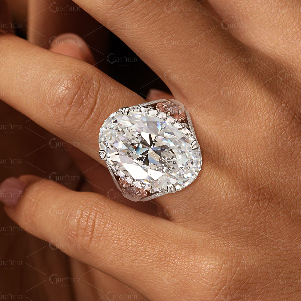 10ct Oval Cut White Sapphire Engagement Ring