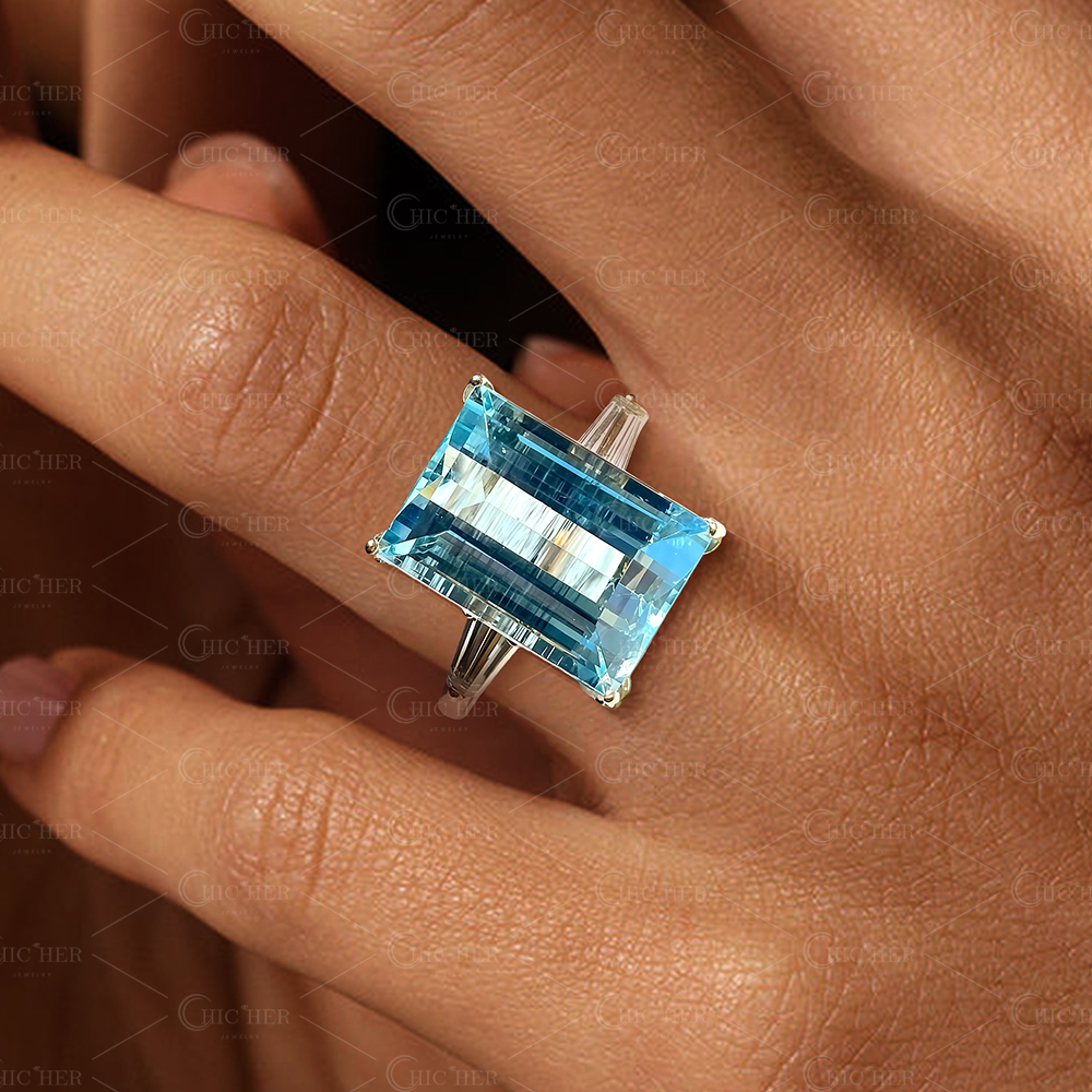 7ct Three-stone Aquamarine Sapphire Ring