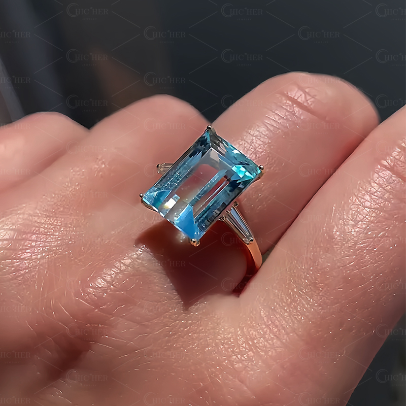 7ct Three-stone Aquamarine Sapphire Ring