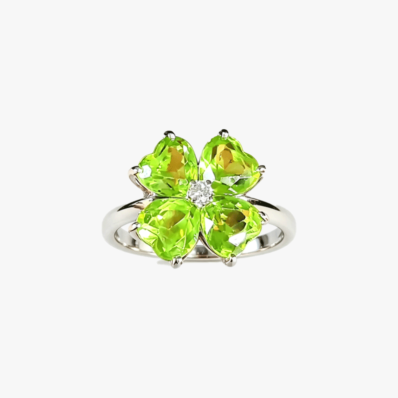 4.25ct Fancy Leaf Clover Peridot Sapphire Ring
