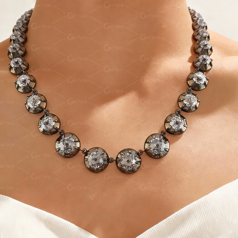 Vintage Design Sterling Silver Riviera necklace 