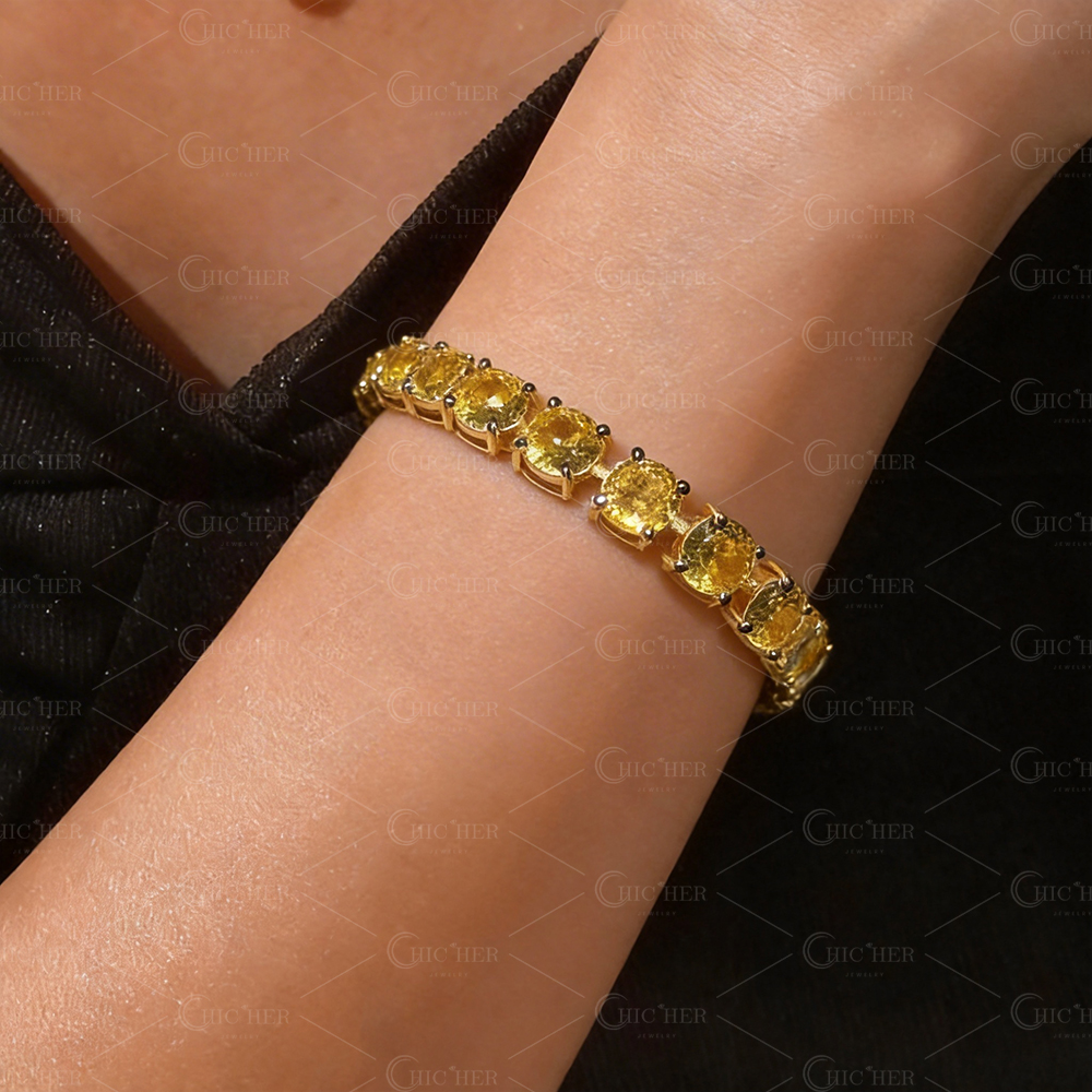 Round Cut Yellow Sapphire Tennis Bracelet