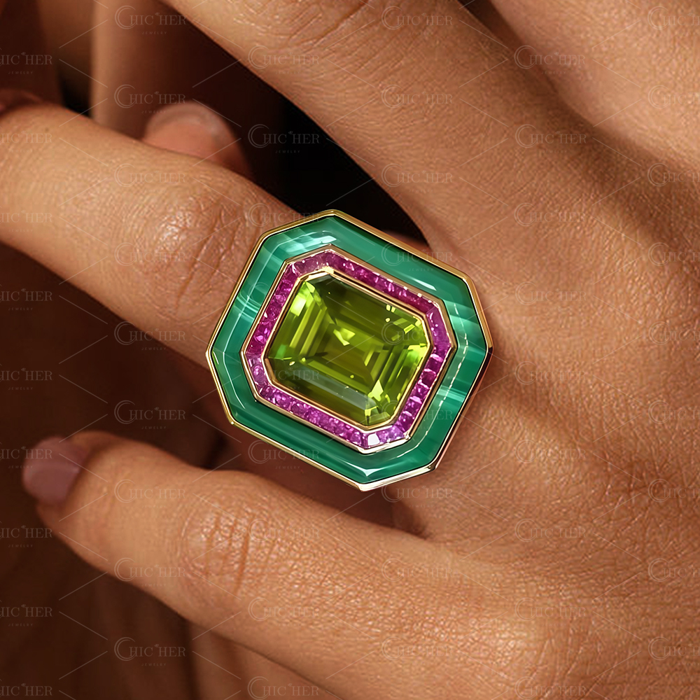4ct Emerald Cut Green Sapphire Engagement Ring
