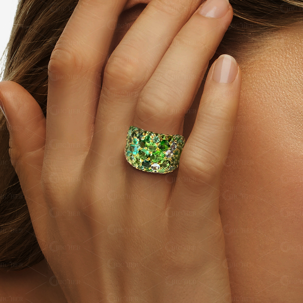 8.75ct Oval Cut Green Sapphire Cocktail Ring