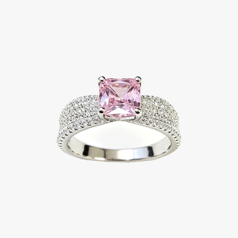 5ct Princess Cut Pink Sapphire Engagement Ring