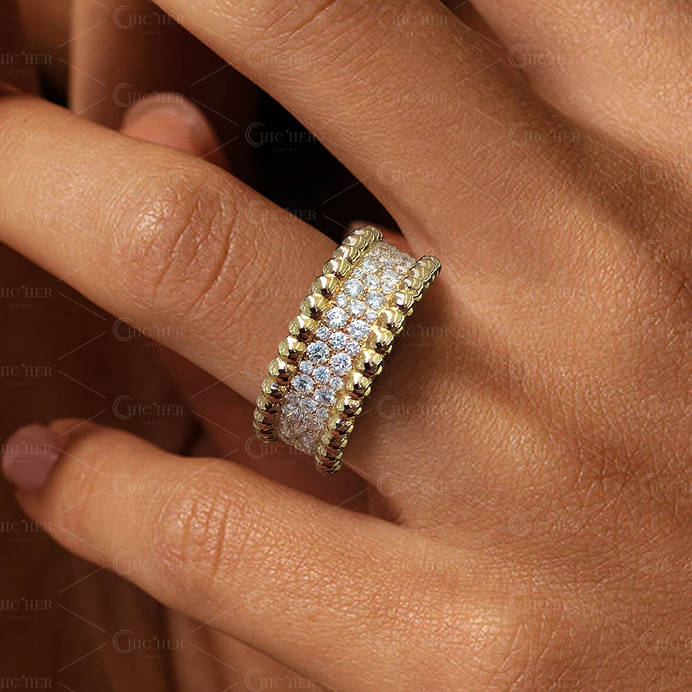 3.25ct Triple-row Eternity Round Cut Lab-created White Sapphire Ring