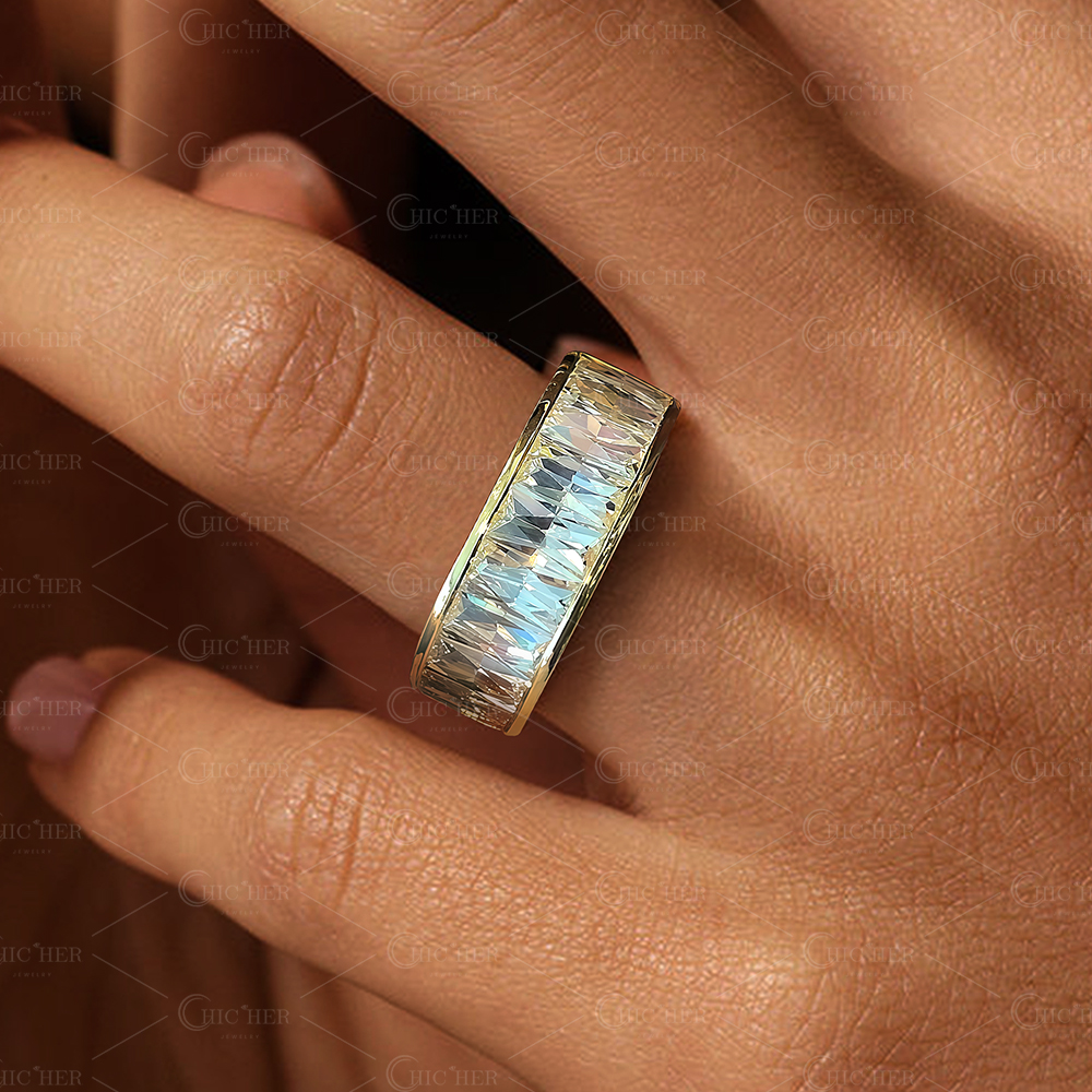 6.05ct French Cut White Sapphire Eternity Ring