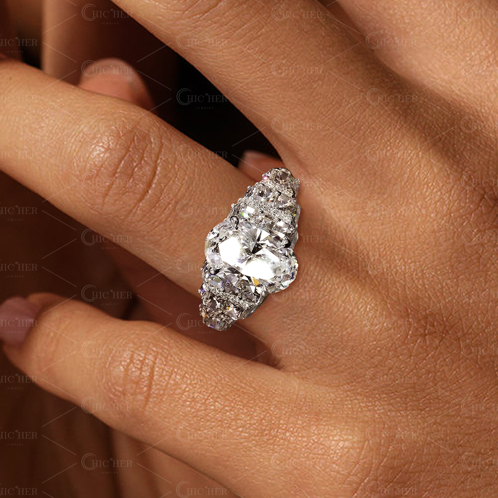 7.15ct Oval Cut White Sapphire Engagement Ring