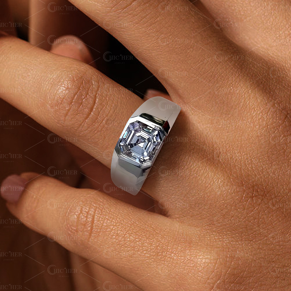  4ct Bezel Setting Men's Lab-created Sapphire Ring